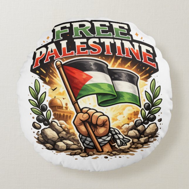 Cojín Redondo Palestina Libre (Anverso)