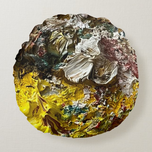 Cojín Redondo Paleta del artista #1 (Anverso)