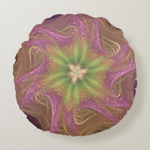 Cojín Redondo Paleta purpúrea clara del fractal redondo de la
