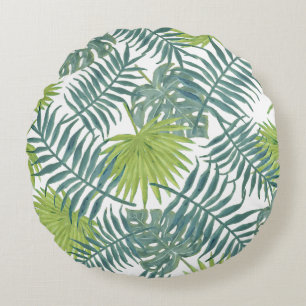 Cojín Redondo Palm Tree Fronds Pintando Hawaian