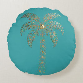 Cojín Redondo Palma Teal Oro