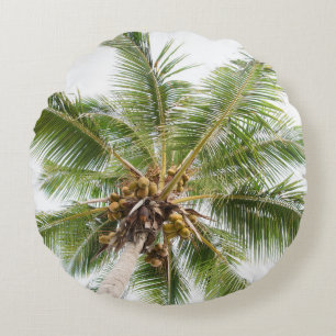 Cojín Redondo Palmas de paraíso caribeño 4