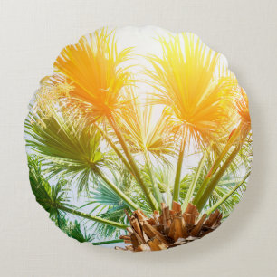 Cojín Redondo Palmera de palmera brillante fondo de verano. p tr