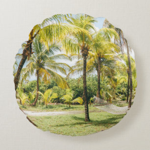 Cojín Redondo Palmera por la mañana