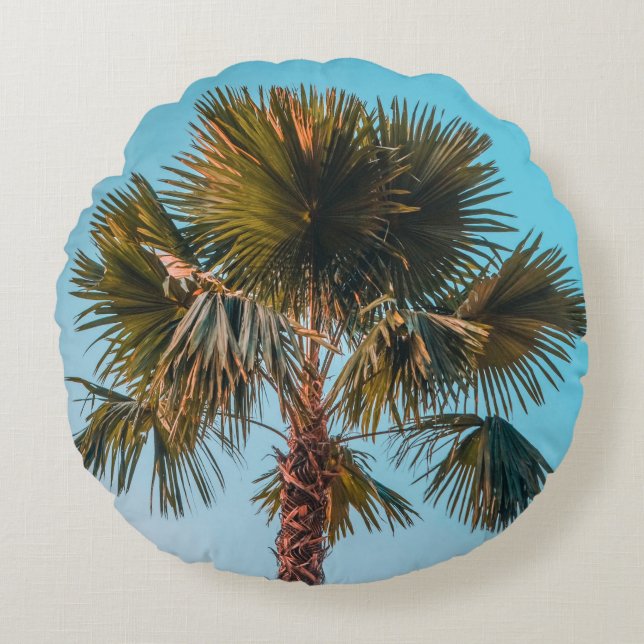 Cojín Redondo Palmera verde (Anverso)