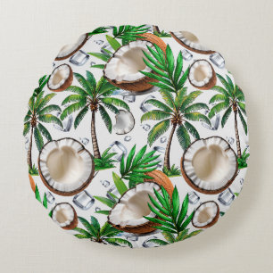 Cojín Redondo Palmeras de coco diseño tropical