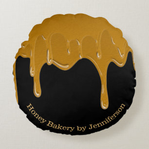 Cojín Redondo Panadería Dulce Gota de Miel Oro