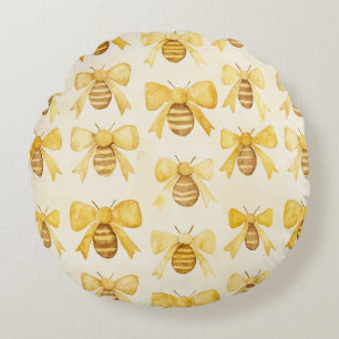 Cojín Redondo Panales de miel de abejas amarillas doradas