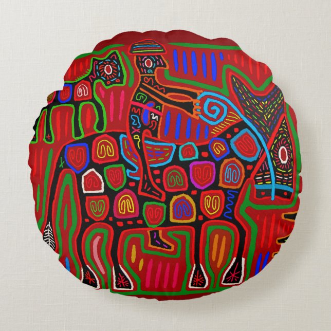 Cojín Redondo Panama Mola - Salva un Caballo Monta un Vaquero (Anverso)