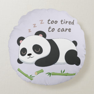 Cojín Redondo Panda en modo de sueño – Arte de oso perezoso lind