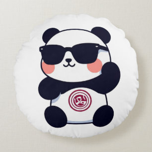 Cojín Redondo Panda genial con gafas de sol