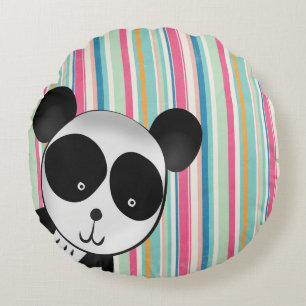 Cojín Redondo Panda lindo con rayas