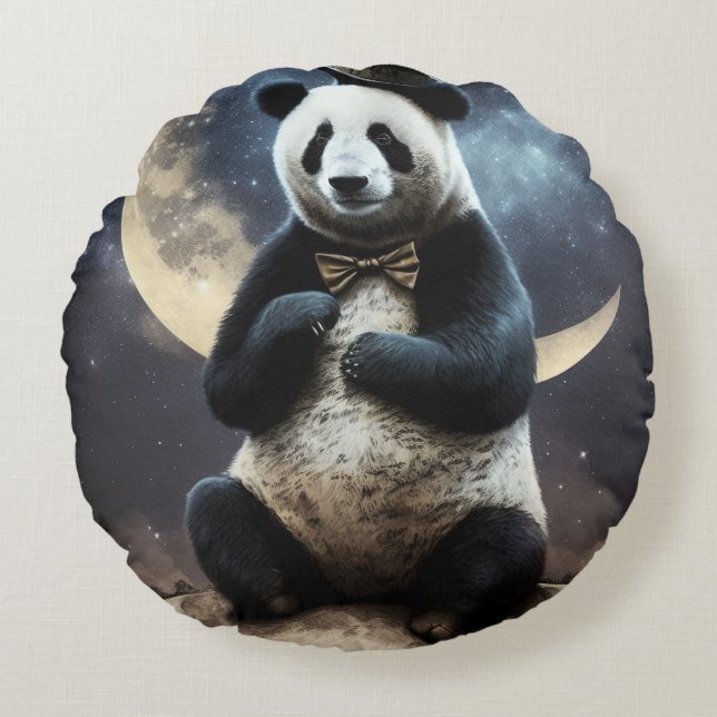 Cojín Redondo Panda Luna (Anverso)