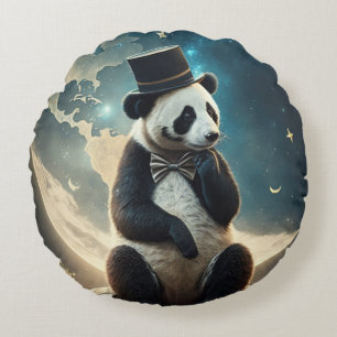 Cojín Redondo Panda Luna Sombrero Alto