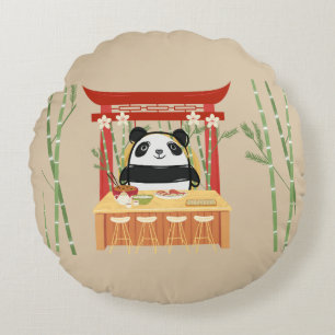 Cojín Redondo panda, sushi