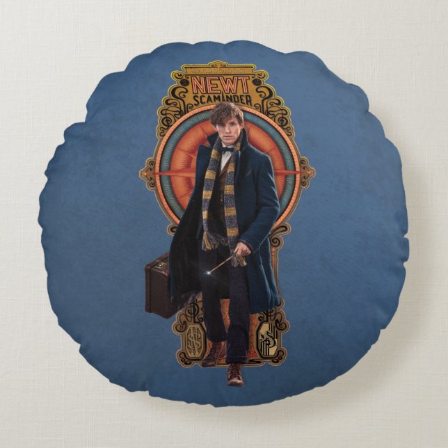 Cojín Redondo Panel de estilo Art Nouveau de NEWT SCAMANDER™ (Anverso)