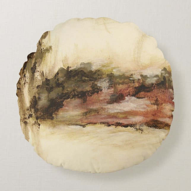 Cojín Redondo Panorama de arte ambiguoso y abstracto (Anverso)