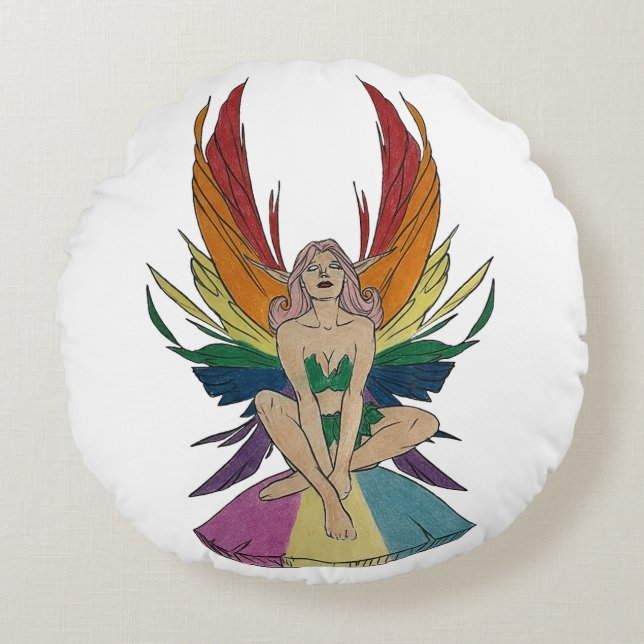 Cojín Redondo Pansexual Faerie (Anverso)
