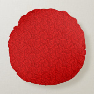 Cojín Redondo Pañuelo rojo de cachemira