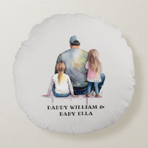 Cojín Redondo Papá e hijas personalizados (9)
