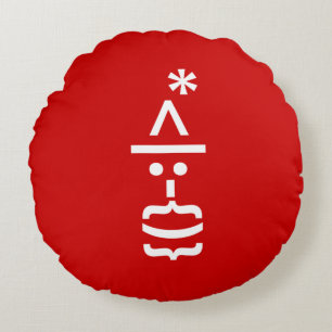 Cojín Redondo Papá Noel con emoticonos de Navidades barba