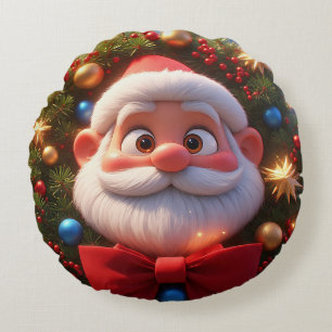 Cojín Redondo Papá Noel de dibujos animados festivos de Navidad
