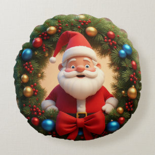 Cojín Redondo Papá Noel de dibujos animados festivos de Navidad