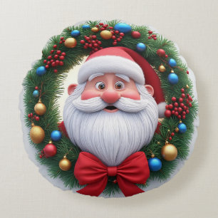 Cojín Redondo Papá Noel de dibujos animados festivos de Navidad