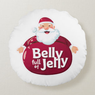 Cojín Redondo Papá Noel Divertido con Barriga Llena de Mermelada