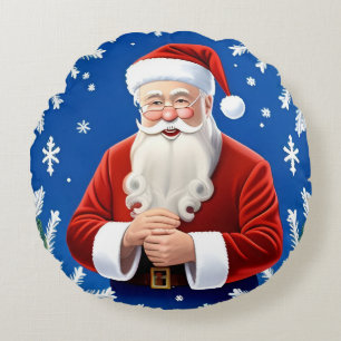 Cojín Redondo Papá Noel Sonriendo Alegría Navideña 🎅