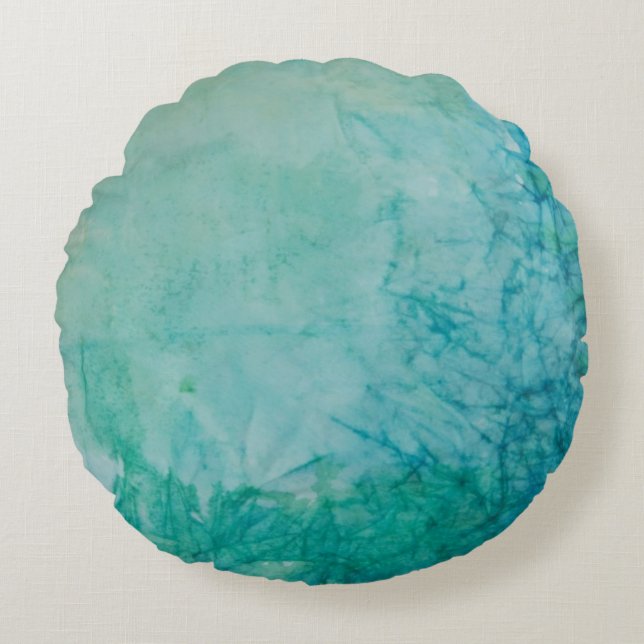 Cojín Redondo Papel con el extracto azul, verde, y negro de la (Anverso)