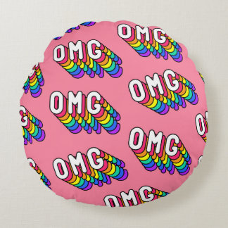 Cojín Redondo Papel de escritorio Quirky OMG Pink Comic