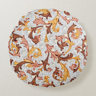 Cojín Redondo Papel de escritorio vintage - Patrón floral del si