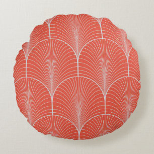Cojín Redondo Papel de fondo de deco rojo y gris sin costuras de