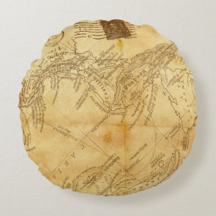 Cojín Redondo Papel de fondo del mapa de cosecha