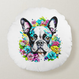 Cojín Redondo Papel de mamá de Boston Terrier