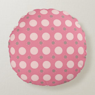 Cojín Redondo Papel de regalo con lunares rosados Pika