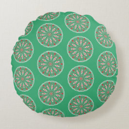Cojín Redondo Papel de regalo navideño con adornos vintage