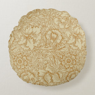 Cojín Redondo Papel pintado floral de amapola de William Morris