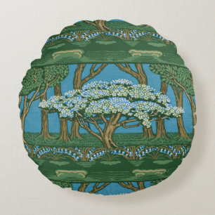 Cojín Redondo Papel pintado vintage de Walter Crane May Tree For