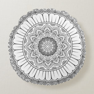 Cojín Redondo Papel tapiz de rosette mandala