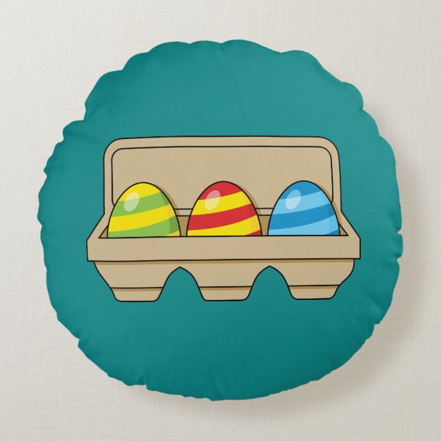 Cojín Redondo Paquete de coloridos huevos de Pascua Personalizad (Anverso)