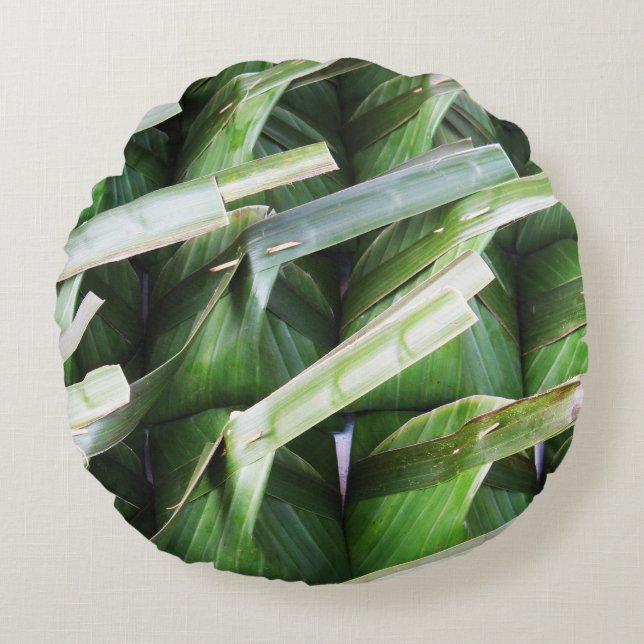 Cojín Redondo Paquetes de hojas de plátano envueltos (Anverso)