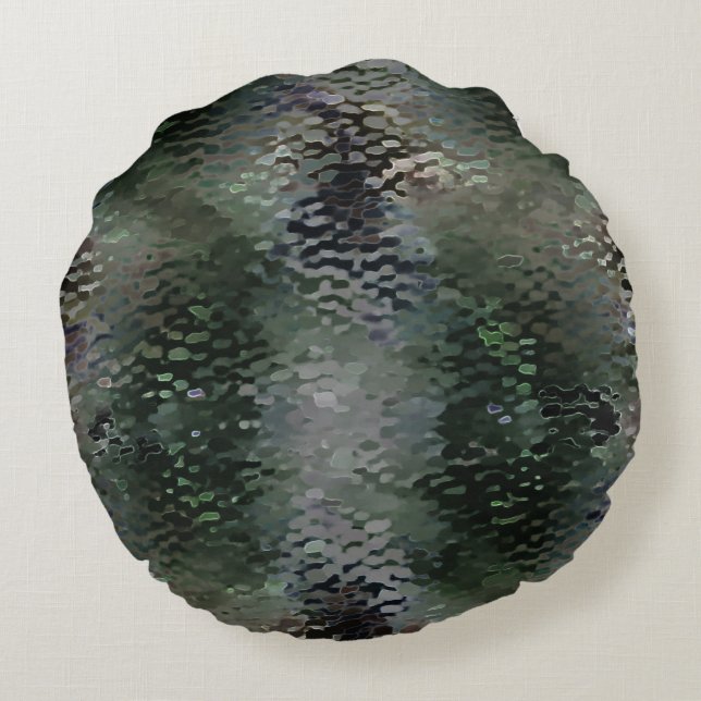 Cojín Redondo Paquetes escamosos que flotan sobre fondos oscuros (Reverso)