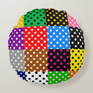 Cojín Redondo Paquetes multicolores Quilt Polka Dots