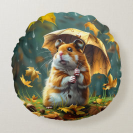 Cojín Redondo Paraguas de Hamster y Leaf