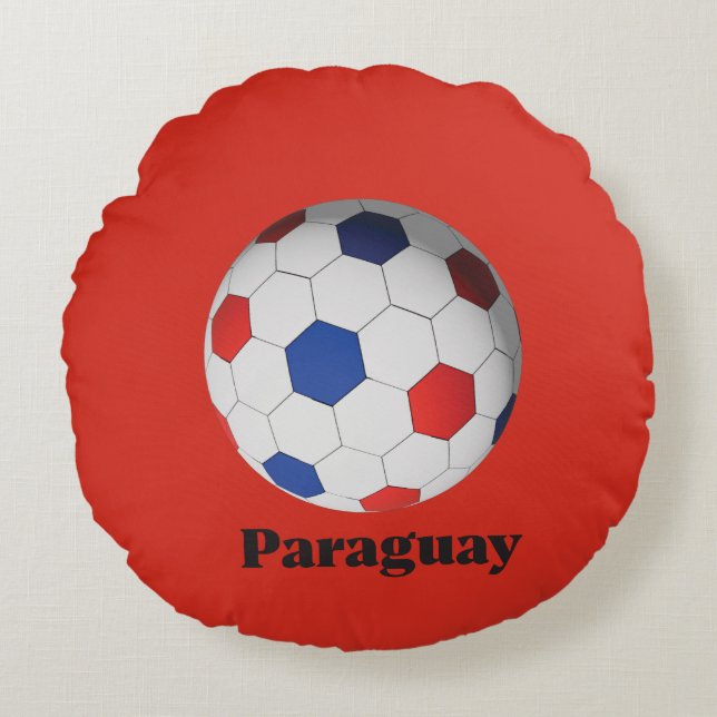 Cojín Redondo Paraguay Soccer (Anverso)