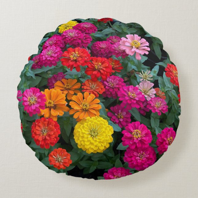 Cojín Redondo Paraíso de Zinnia (Anverso)