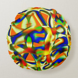 Cojín Redondo Parches de color en tiras beige curvadas