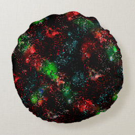 Cojín Redondo Parches de colores llamativos bajo trazas oscuras